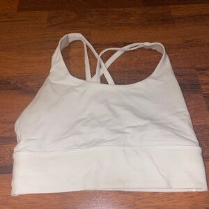 Long-line white lululemon energy bra